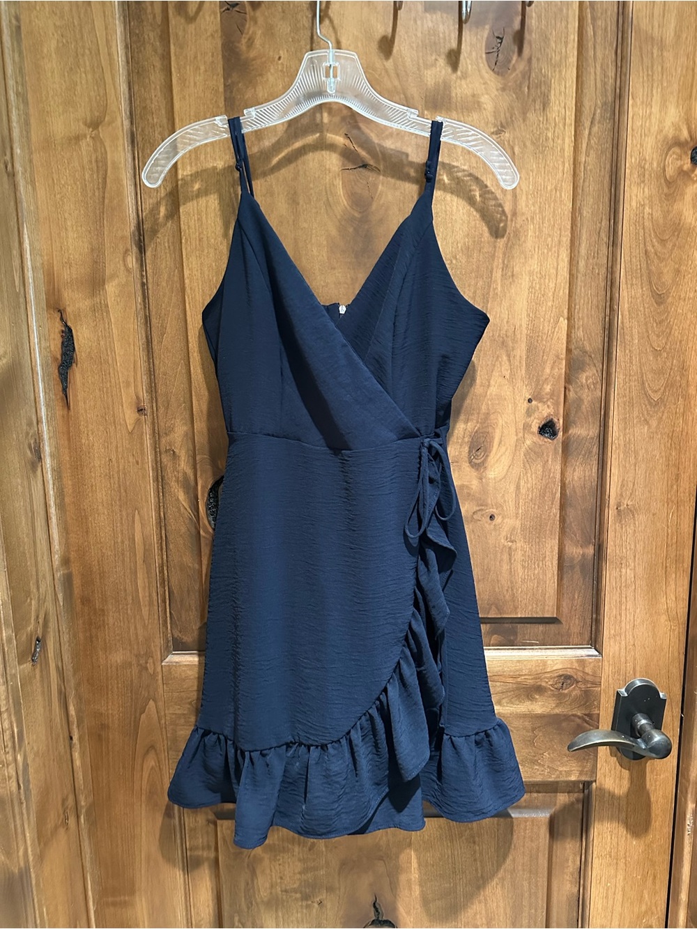 Altar'd State Navy Blue Ruffle Faux Wrap Mini Dress Size Small